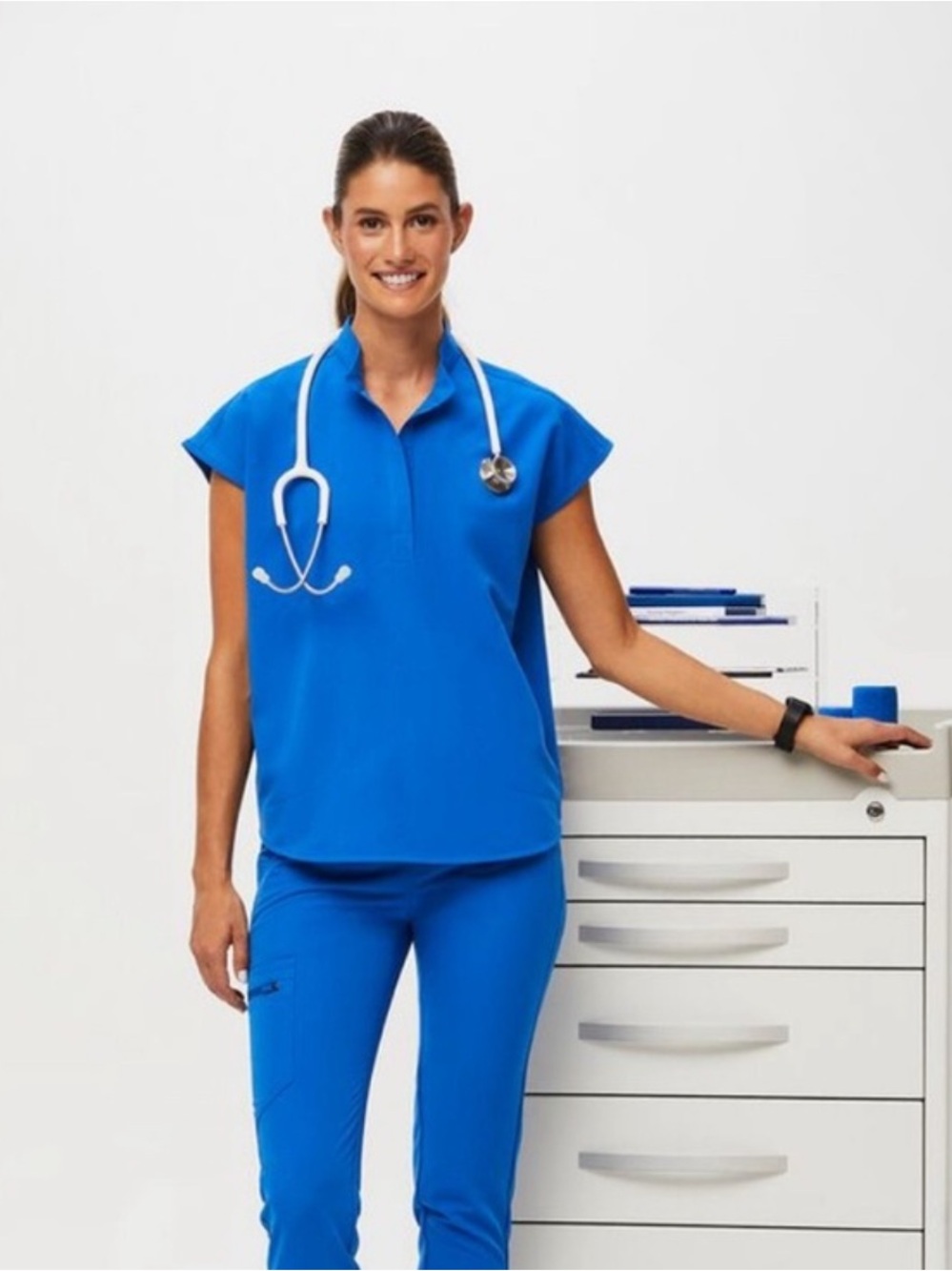 Figs Rafaela Women's Oversized Scrub Top Royal Blue